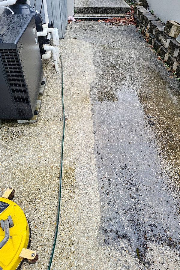 before/after of concrete cleaning on a construction site brisbane