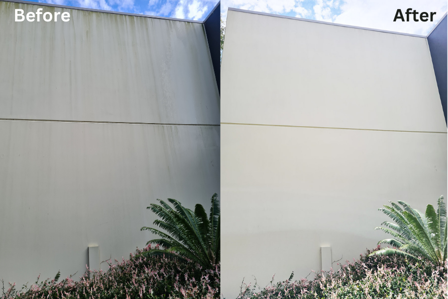 brisbane pressure washing external wall washing before & after